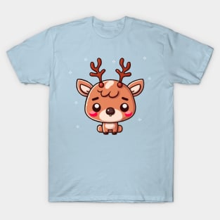 Adorable Reindeer || Vector Art Kawaii Christmas Art T-Shirt